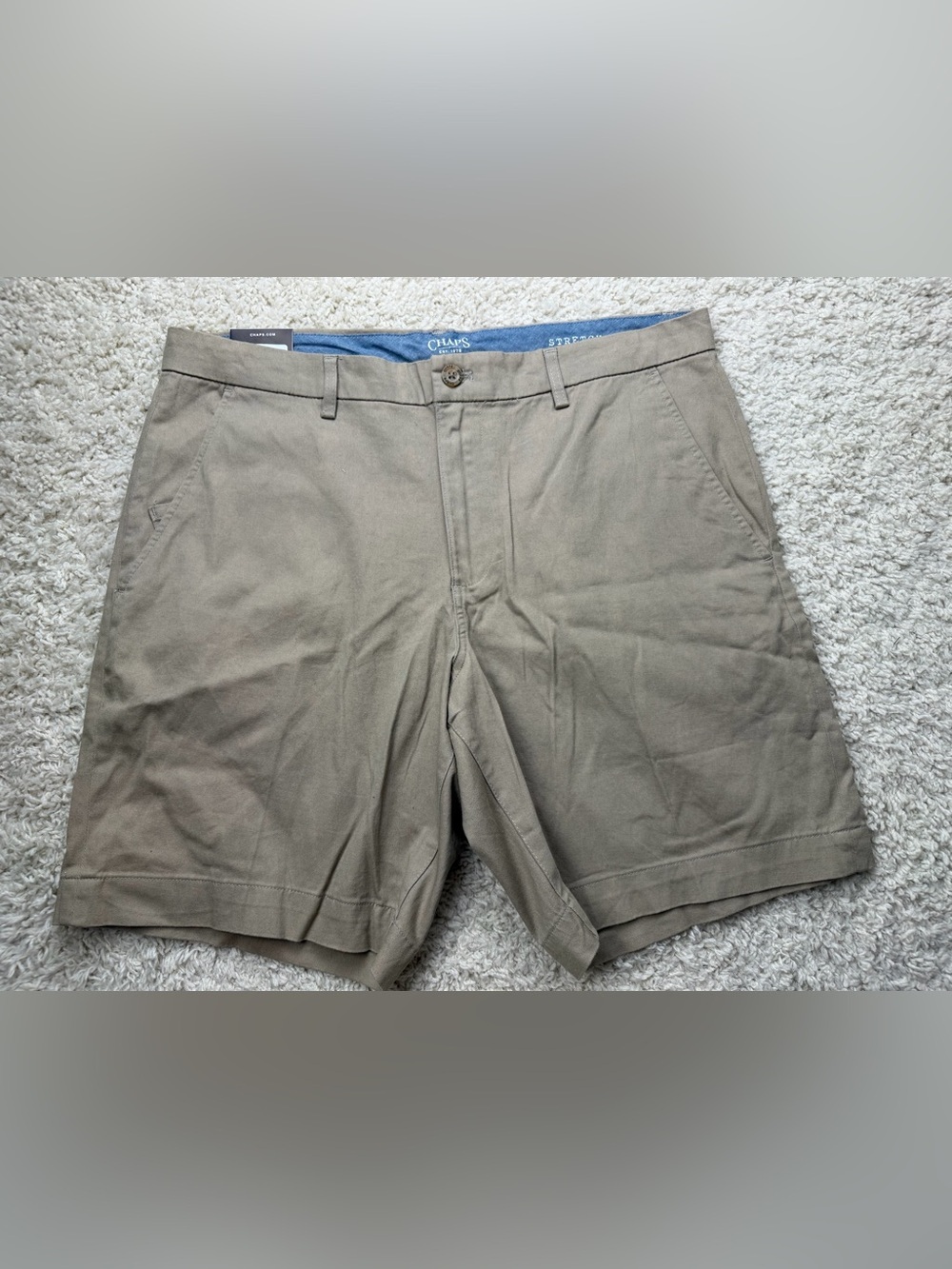 Chaps 38 Flat Front Stretch Khaki Shorts NWT